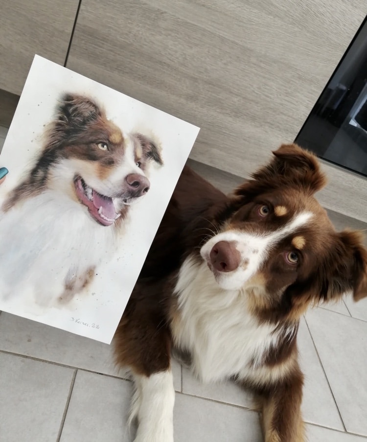 Commande de portrait de chien et son portrait